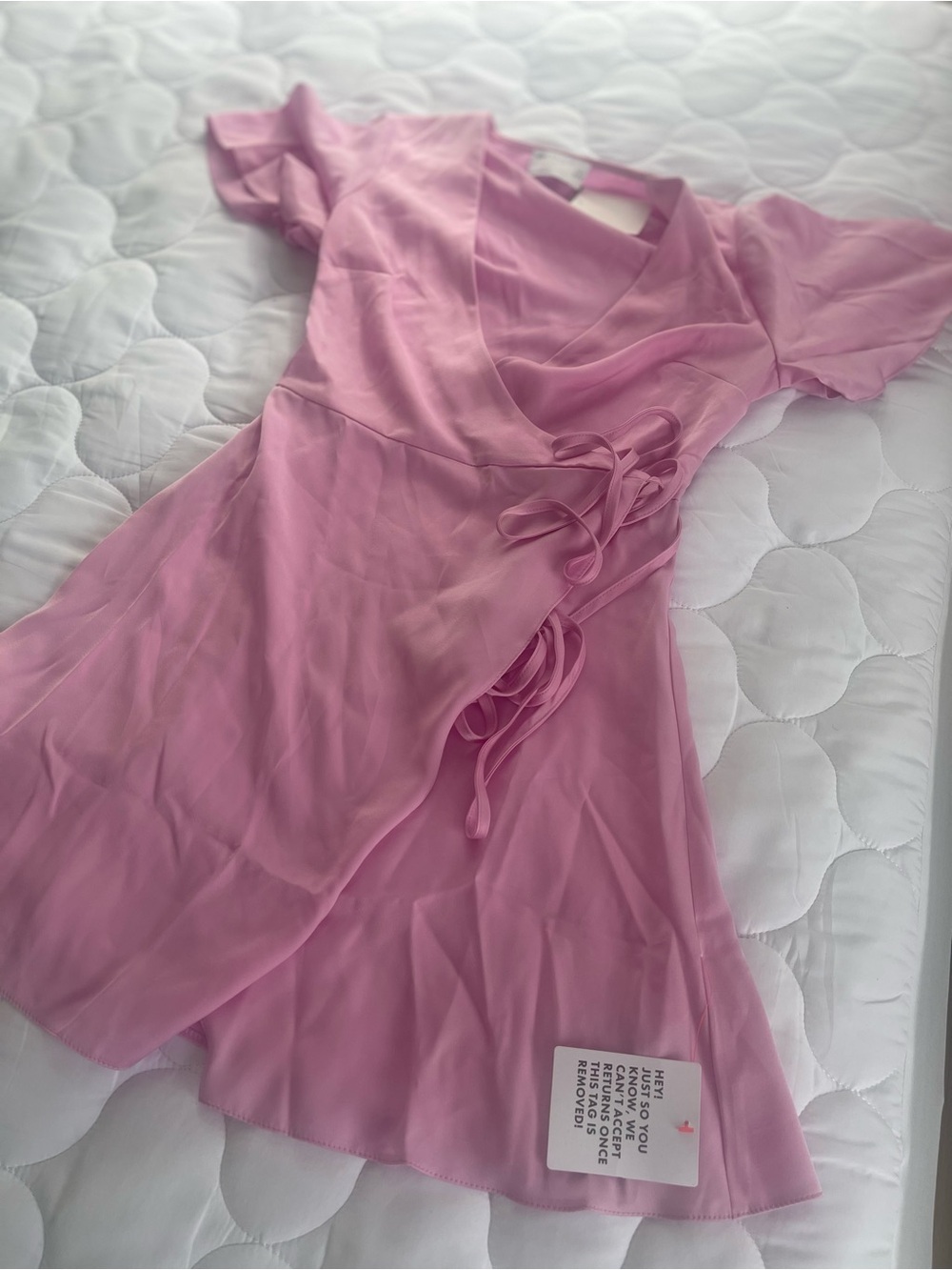 ASOS Pink Wrap Mini Dress with Tie Detail